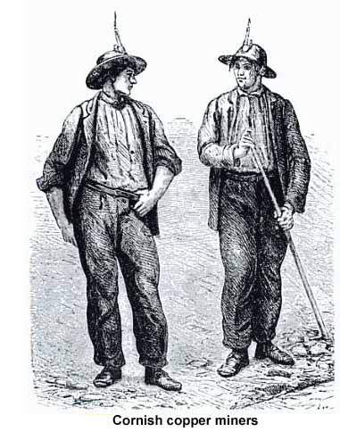 Drawing of Cornish Copper Miners